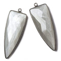42x16mm Black Gold Bezel Platinum Grey Moonstone faceted point 1 focal bead