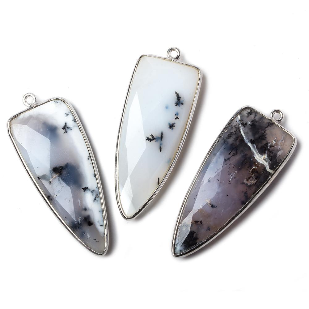 42x16mm Silver .925 Bezel Dendritic Opal Point 1 ring Pendant 1 piece