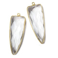 42x16mm Vermeil Bezel Crystal Quartz faceted point 1 focal bead