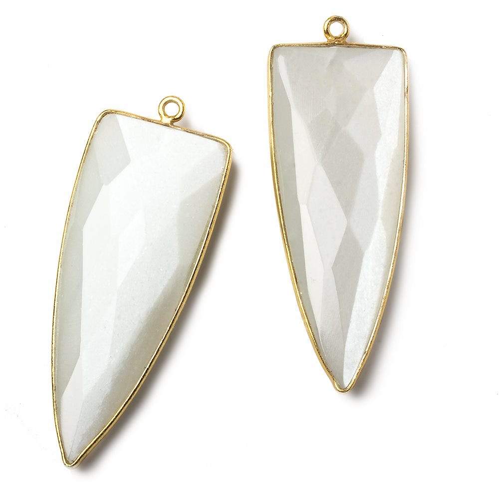 42x16mm Vermeil Bezel White Moonstone faceted point 1 focal bead