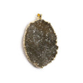 42x30mm Gold Leaf Edged rich Smoky Quartz Freeshape Drusy with Bail 1 piece