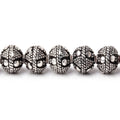8x7mm Antiqued Silver Plated Bead Miligrain Triangle and Dot 8 inch 28 pieces