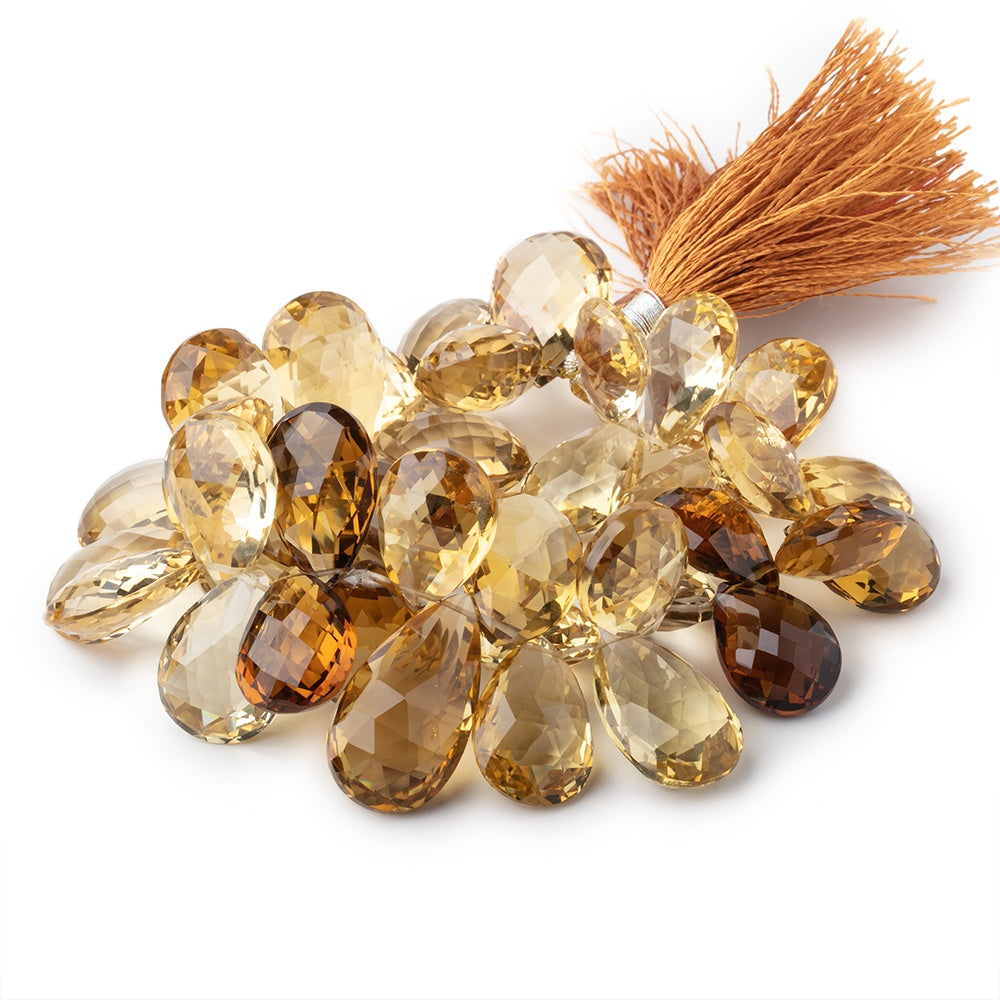 10x15-12x18mm Whiskey Quartz Faceted Pear Beads 8 inch 41 pieces AAA