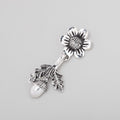 43x16mm Antiqued Sterling Silver Hook & Eye Clasp Daisy and Acorn 1 piece