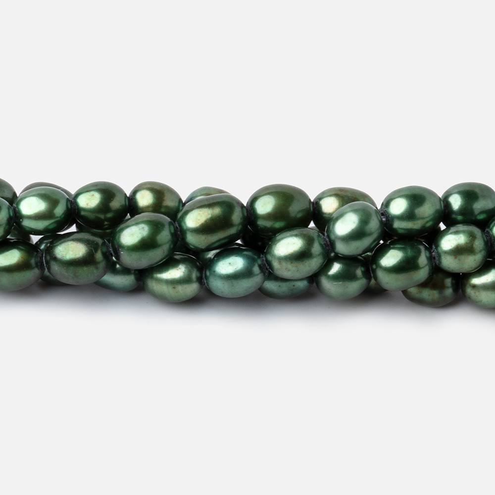 7x5mm Spearmint Green Straight Drilled Oval Pearls 15 inch 63 pieces