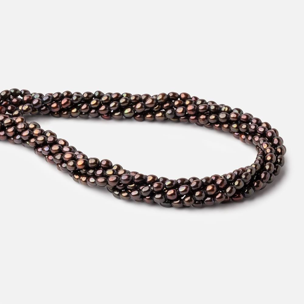 4x3mm Chestnut Brown Straight Drilled Oval Pearls 15 inch 90 pieces