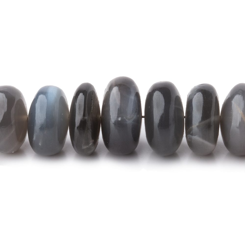 6-12mm Platinum Grey Moonstone Plain Rondelle Beads 8 inch 35 pieces