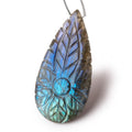 44.5x22mm Labradorite Hand Carved Pear Focal Bead 1 piece