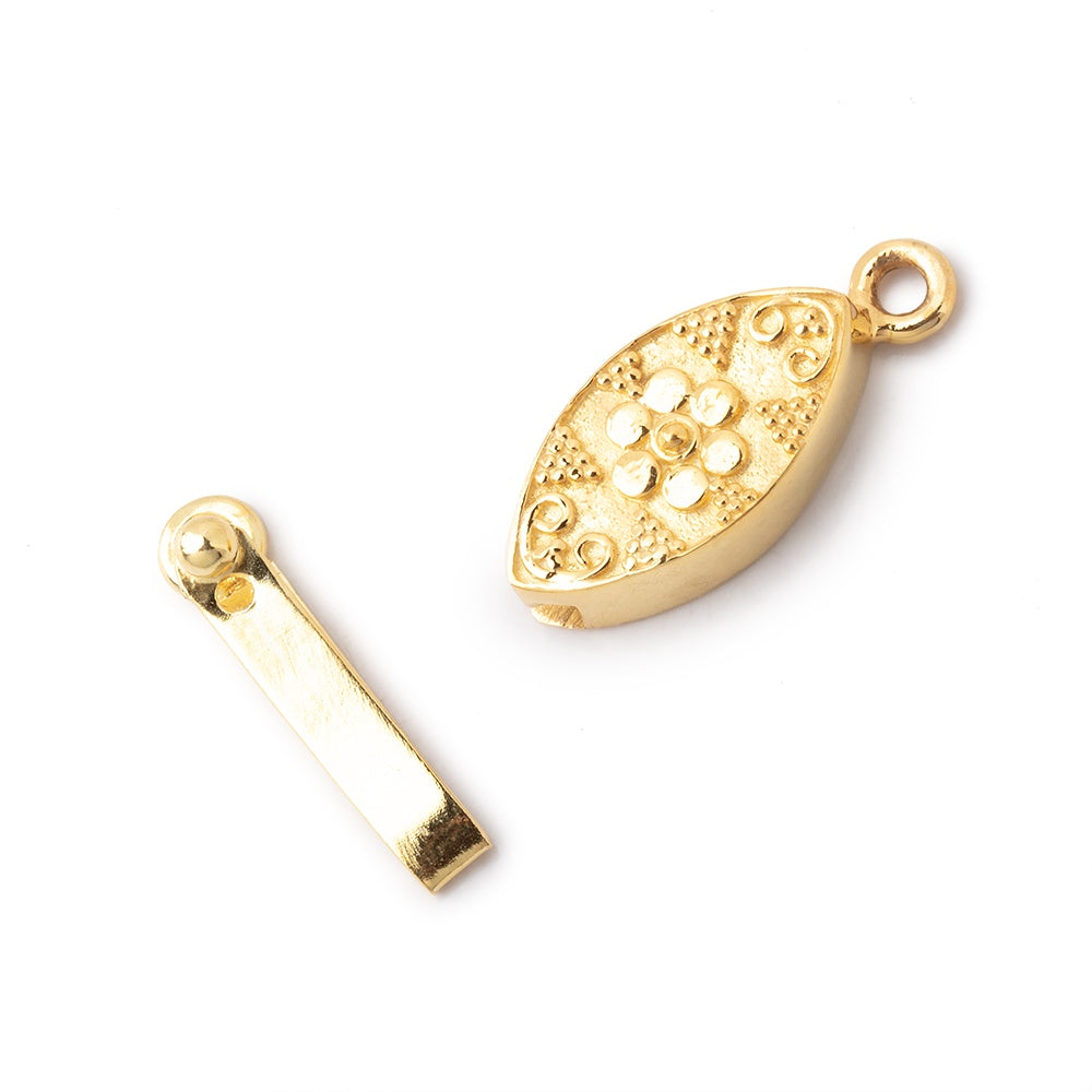 17.5x9mm Vermeil Floral Marquise Box Clasp 1 piece
