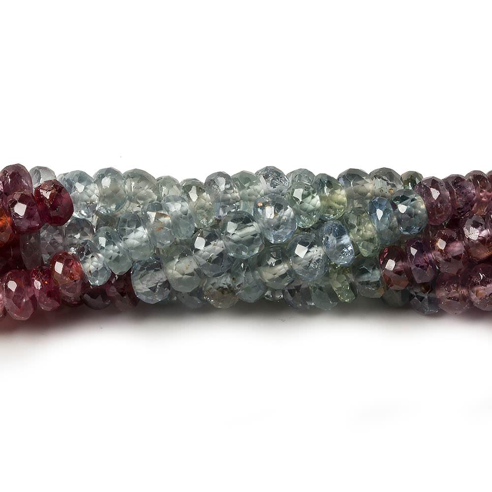 4mm Multi-color Songea Sapphire Faceted Rondelles 14 inch 143 pcs