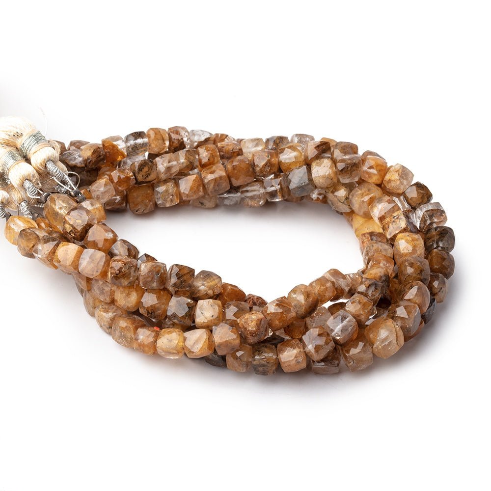 5.5mm Ferrous Quartz Faceted Cube Beads 8 inch 36 pieces