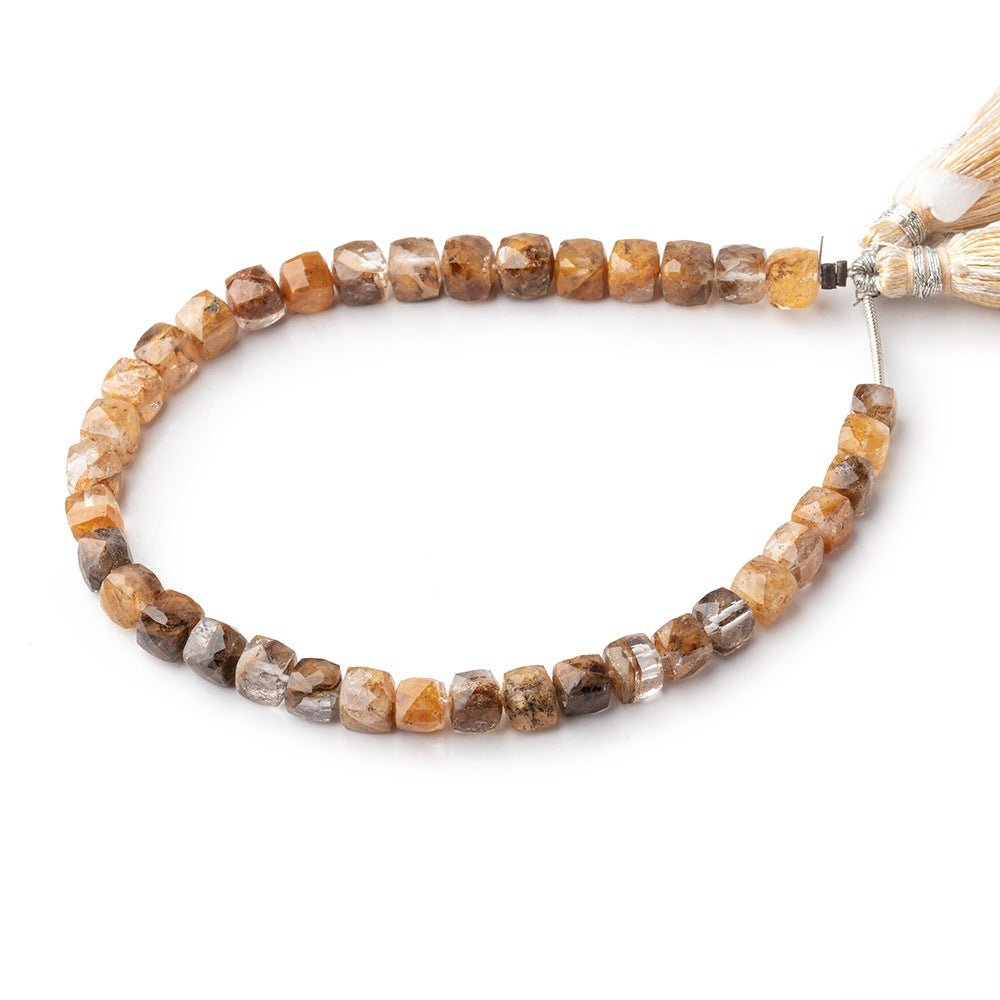 5.5mm Ferrous Quartz Faceted Cube Beads 8 inch 36 pieces