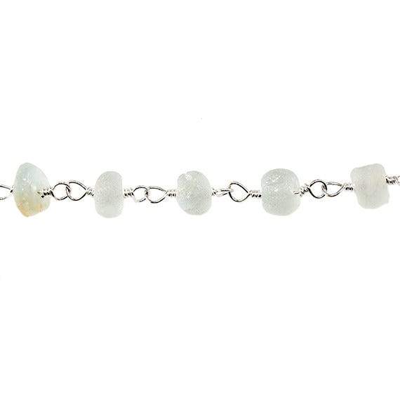 4.5mm Frosted Multi Beryl plain rondelle Silver plated Chain by the foot 36 pcs