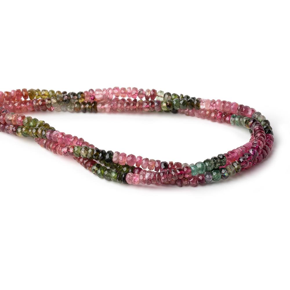 4.5mm Multi Color Tourmaline Faceted Rondelles 15 inches 150 Beads