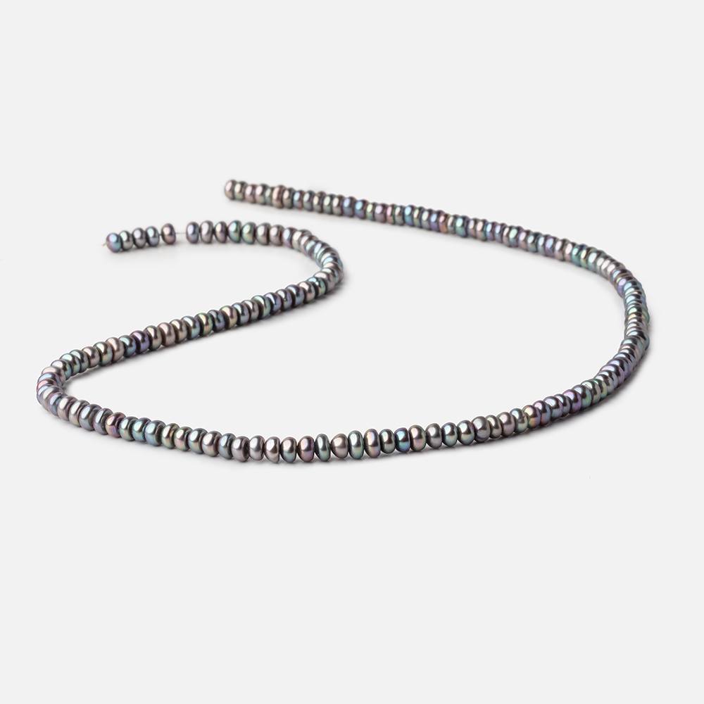 4.5mm Peacock Center Drilled Button Freshwater Pearls 16 inch 142 Beads AA