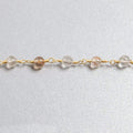 4.5mm Rutilated Quartz plain round Gold plated Chain by the foot 26 beads