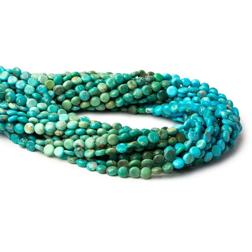 4.5mm Turquoise Plain Coins 13 inch 73 beads A
