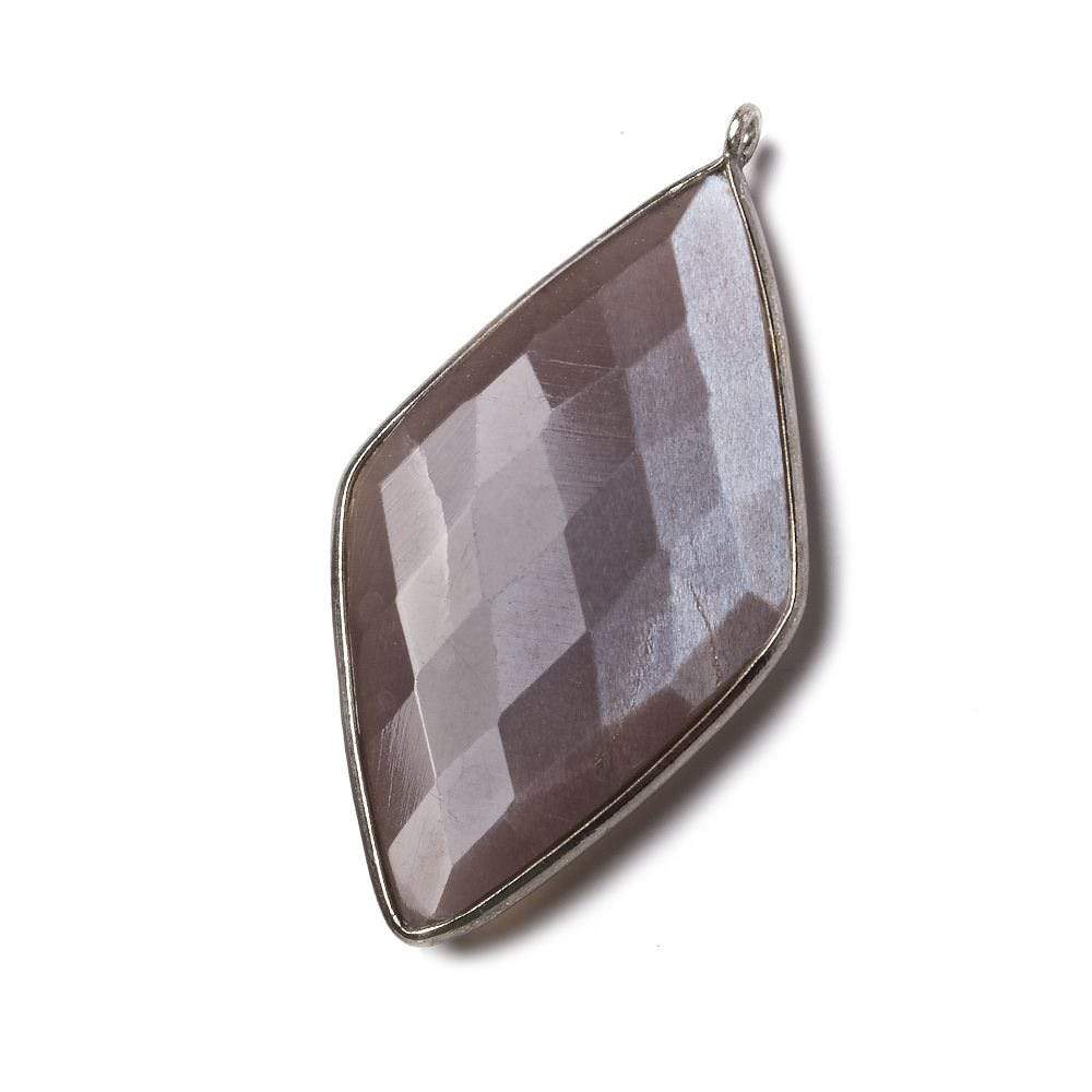 45x24mm Black Gold .925 Bezel Chocolate Moonstone faceted Kite Pendant 1 piece