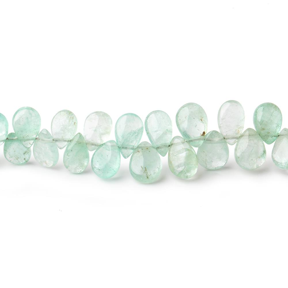 4.5x3-6.5x5mm Colombian Emerald plain pear beads 8 inch 77 pieces