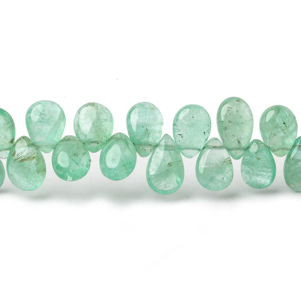 4.5x3-7.5x5mm Colombian Emerald plain pears 7.5 inch 67 beads