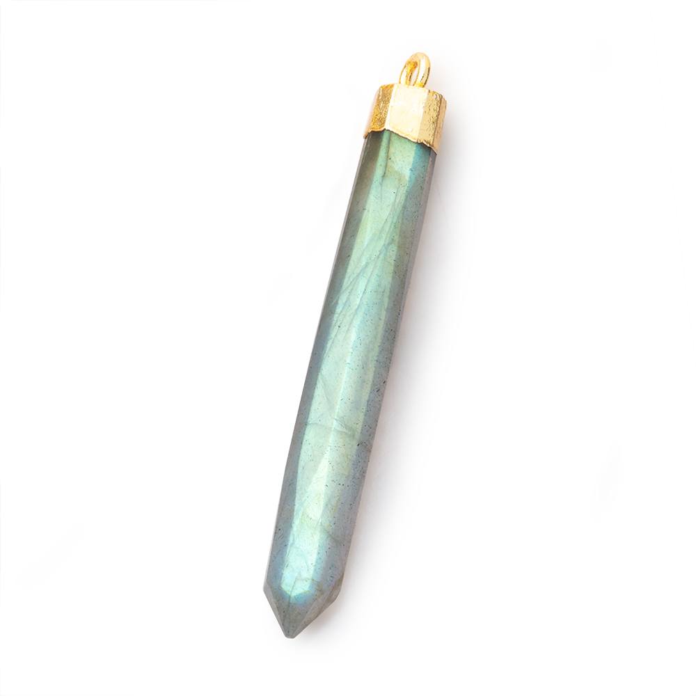 45x6mm Gold Leafed Labradorite Spike focal bead 1 piece