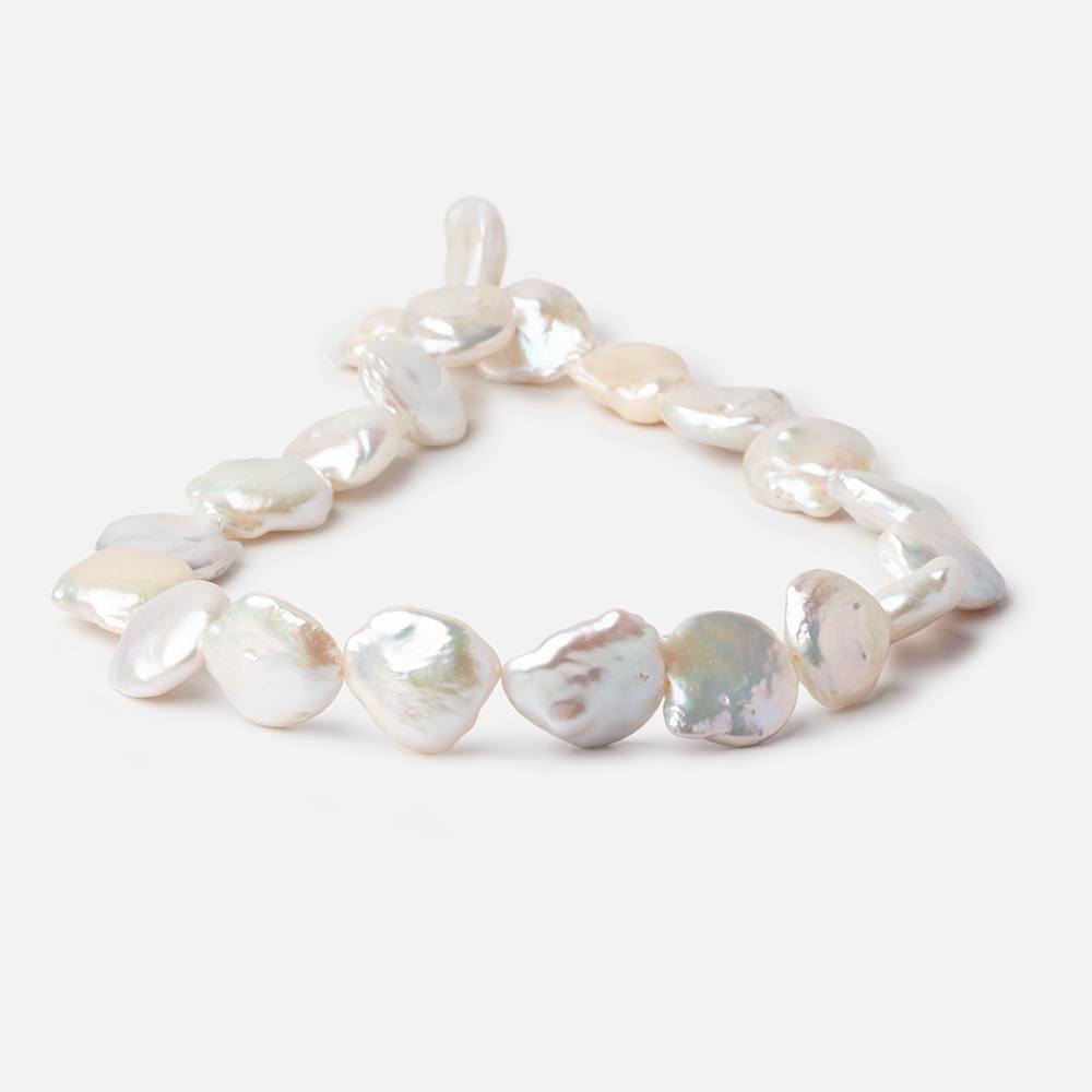 16mm Off White Coin Freshwater Pearls 14.5 inch 21 pieces
