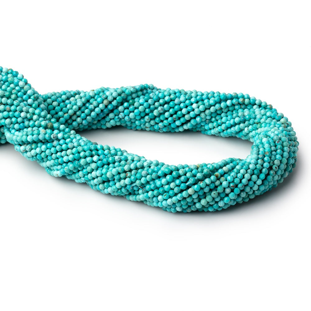 2.2mm Turquoise Micro Faceted Round Beads 12.5 inch 150 pieces AA