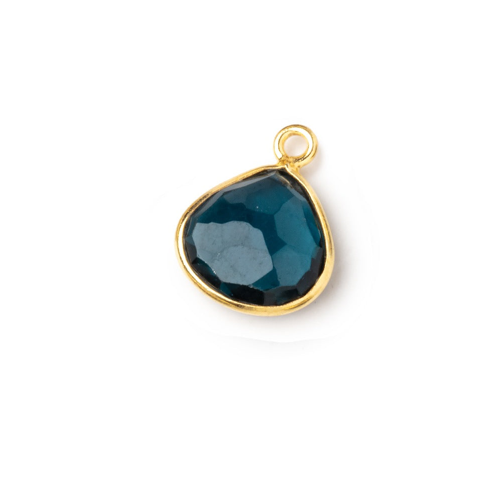10.5-11.5mm Vermeil Bezel London Blue Topaz Faceted Heart Pendant 1 piece AAA