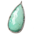 47.5x26mm Black Gold Bezeled White CZ & Chrysoprase Pear Pendant 1 pc