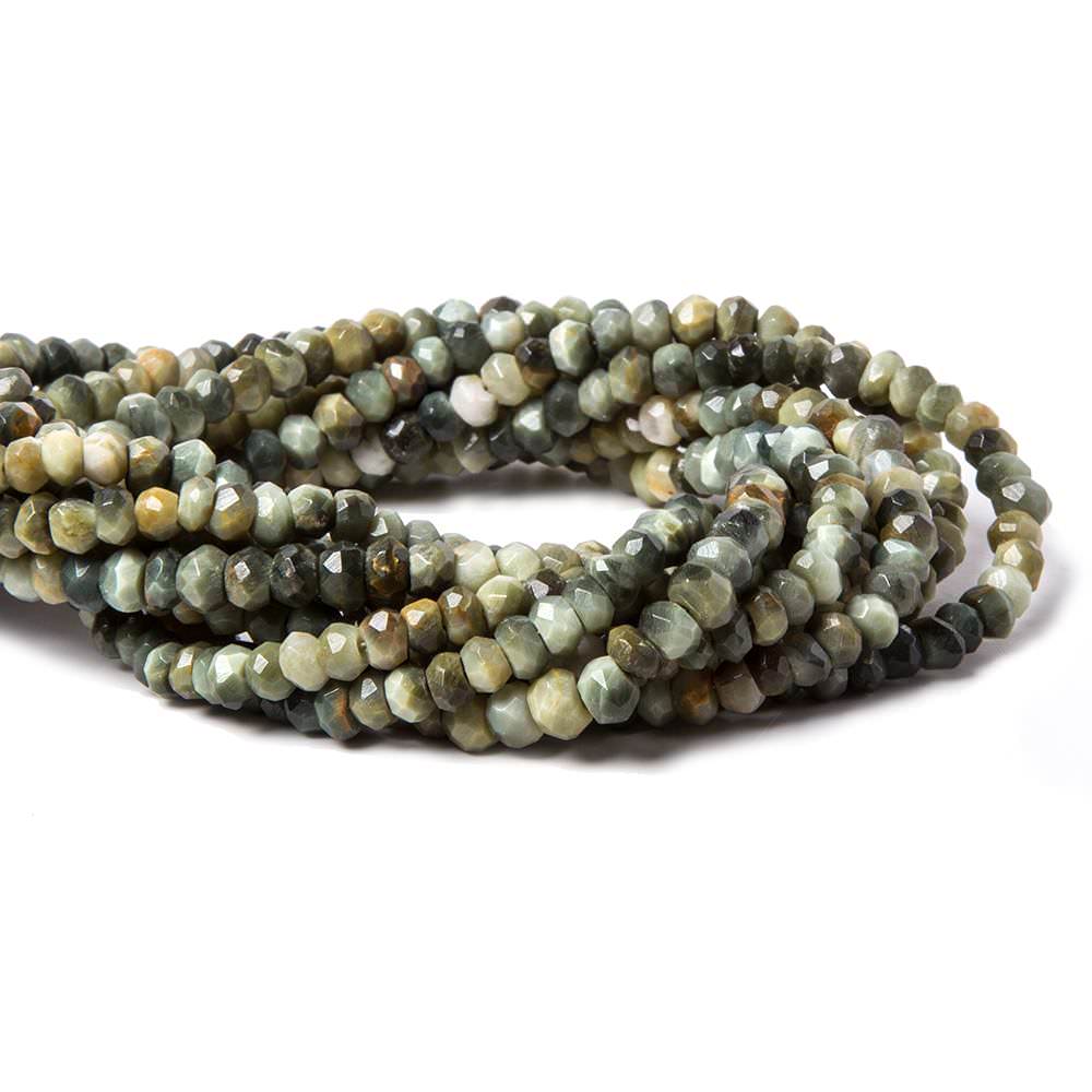 4.8mm Cat's Eye Green Quartz faceted rondelle 12.5 inch 99 beads