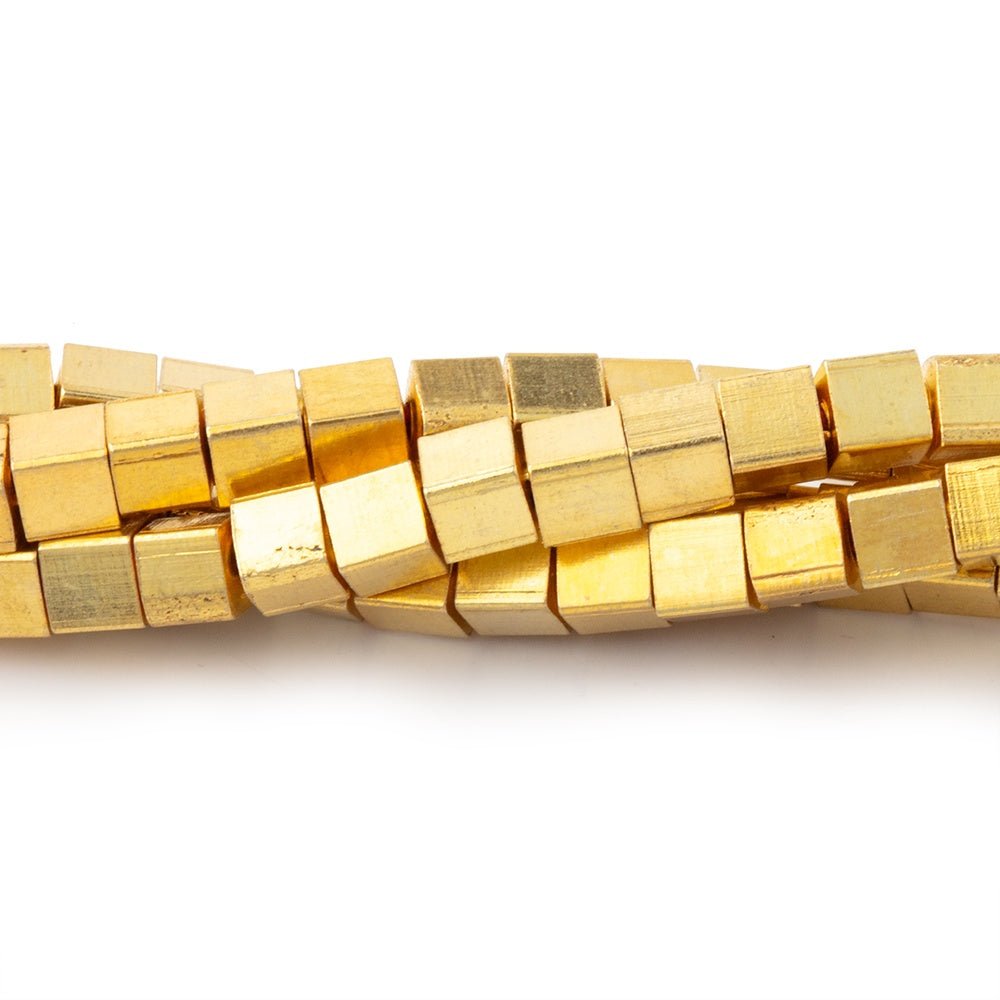 4mm 22kt Gold Plated Shiny Cube Beads 8 inch 50 pieces