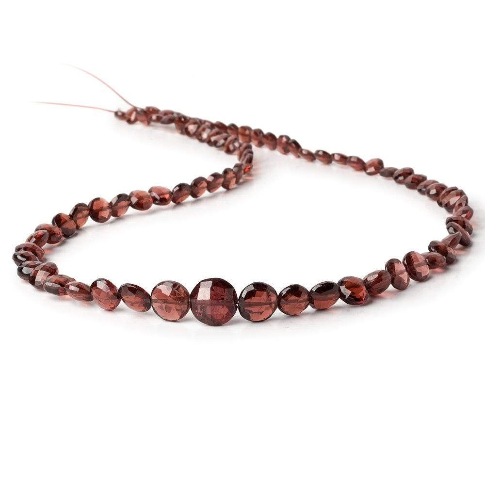 4mm - 8mm Mozambique Garnet faceted coins 16 inches 79 beads AAA
