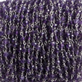 4mm Amethyst faceted rondelle Silver Chain by the foot 34 pieces