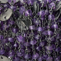 4mm Amethyst rondelle and Brushed Disc Black Gold plated Chain by the foot