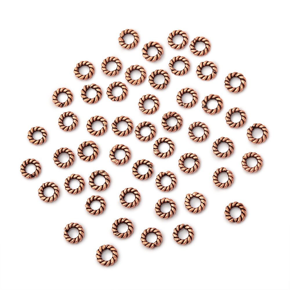 4mm Antiqued Copper Twisted Jump Ring Set of 50 pieces