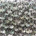 4mm Beryl faceted rondelle Black Gold plated .925 Silver Chain by the foot 42 pcs