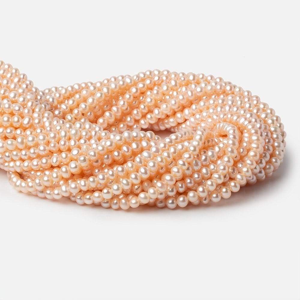 4.5x4mm Peach Off Round Freshwater Pearls 15 inch 100 pieces