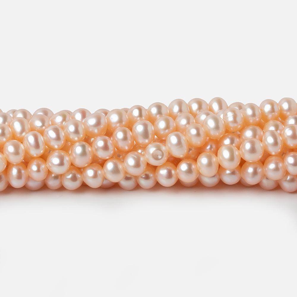 4.5x4mm Peach Off Round Freshwater Pearls 15 inch 100 pieces