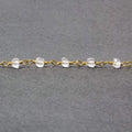 4mm Crystal Quartz rondelle Gold plated Chain sold by the foot 34 pieces