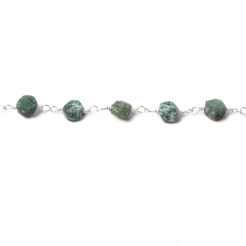 4mm Frosted Emerald plain coin Black Gold Chain by the foot 31 pcs