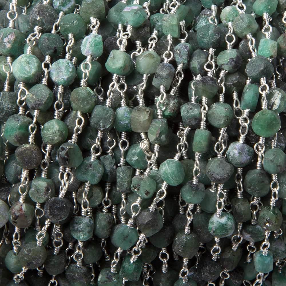 4mm Frosted Emerald plain coin Black Gold Chain by the foot 31 pcs