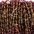 4mm Garnet Plain Square Heishi on Vermeil Chain by the foot