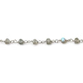 4mm Labradorite faceted rondelle Silver .925 Chain by the foot AA grade