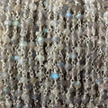 4mm Labradorite faceted rondelle Silver Chain by the foot 34 pieces