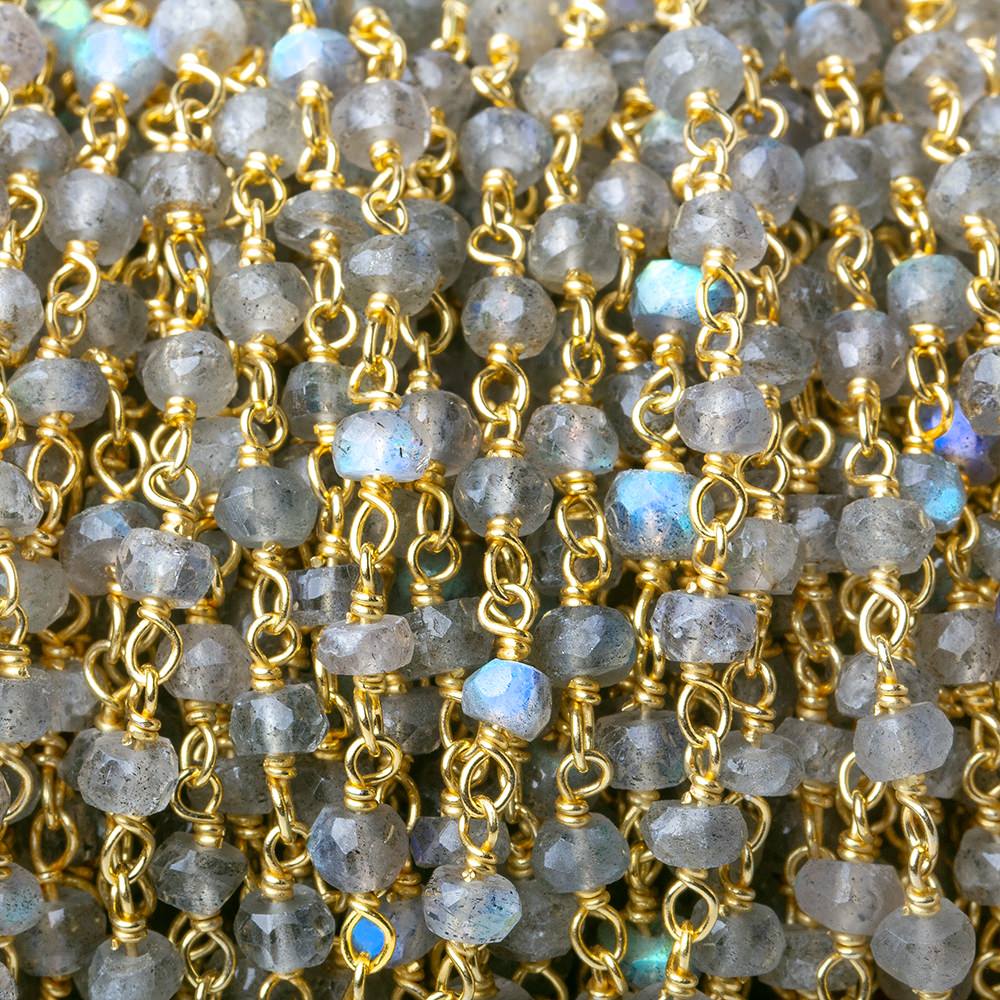 3.5-4mm Labradorite faceted rondelle beads on Vermeil Chain