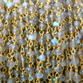 3.5-4mm Labradorite faceted rondelle beads on Vermeil Chain