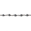 4mm Matte Hematite faceted round Black Gold chain by the foot 32 pieces