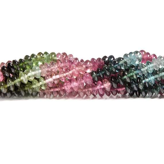 4mm Multi Color Tourmaline Beads Plain Disc Rondelle