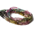 4mm Multi Color Tourmaline faceted trillion beads 18 inch 118 pieces AA
