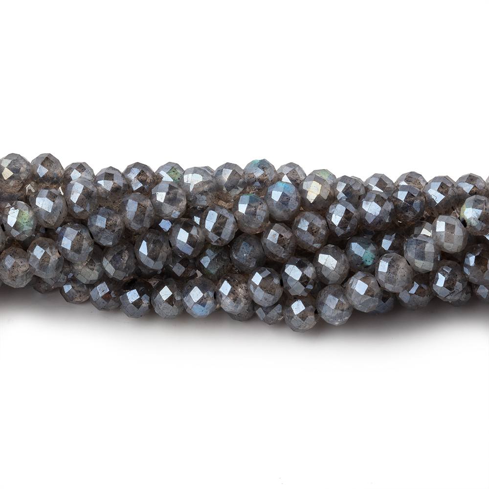 4mm Mystic Labradorite Micro Faceted Rondelle Beads 13 inch 90 pieces AAA